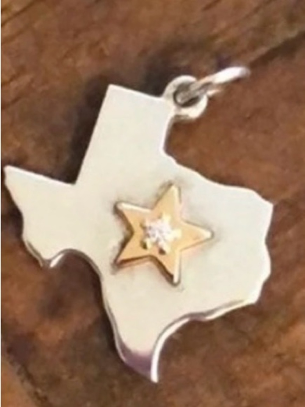 James Avery Star of Texas State Diamond Pendant Charm Sterling Silver & 18k Gold